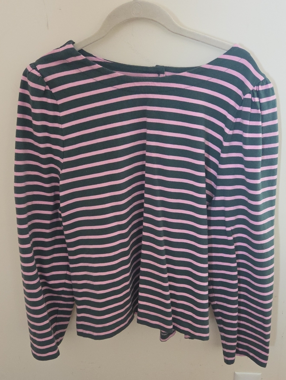 J. Crew Navy and Pink Striped Long-Sleeve Tee
